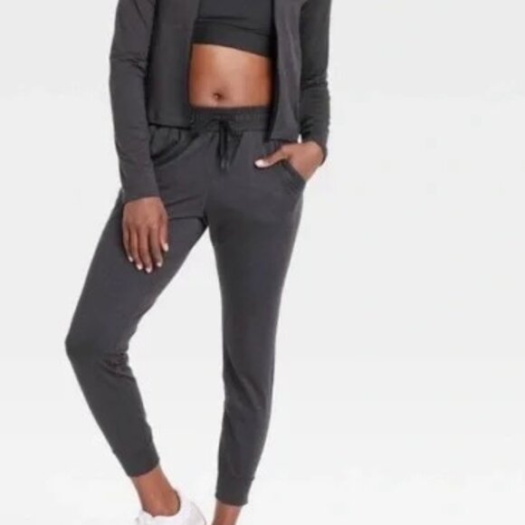 All In Motion Pants - All In Motion - Women's Soft Stretch Mid-Rise Jogger Pants - Heather Black